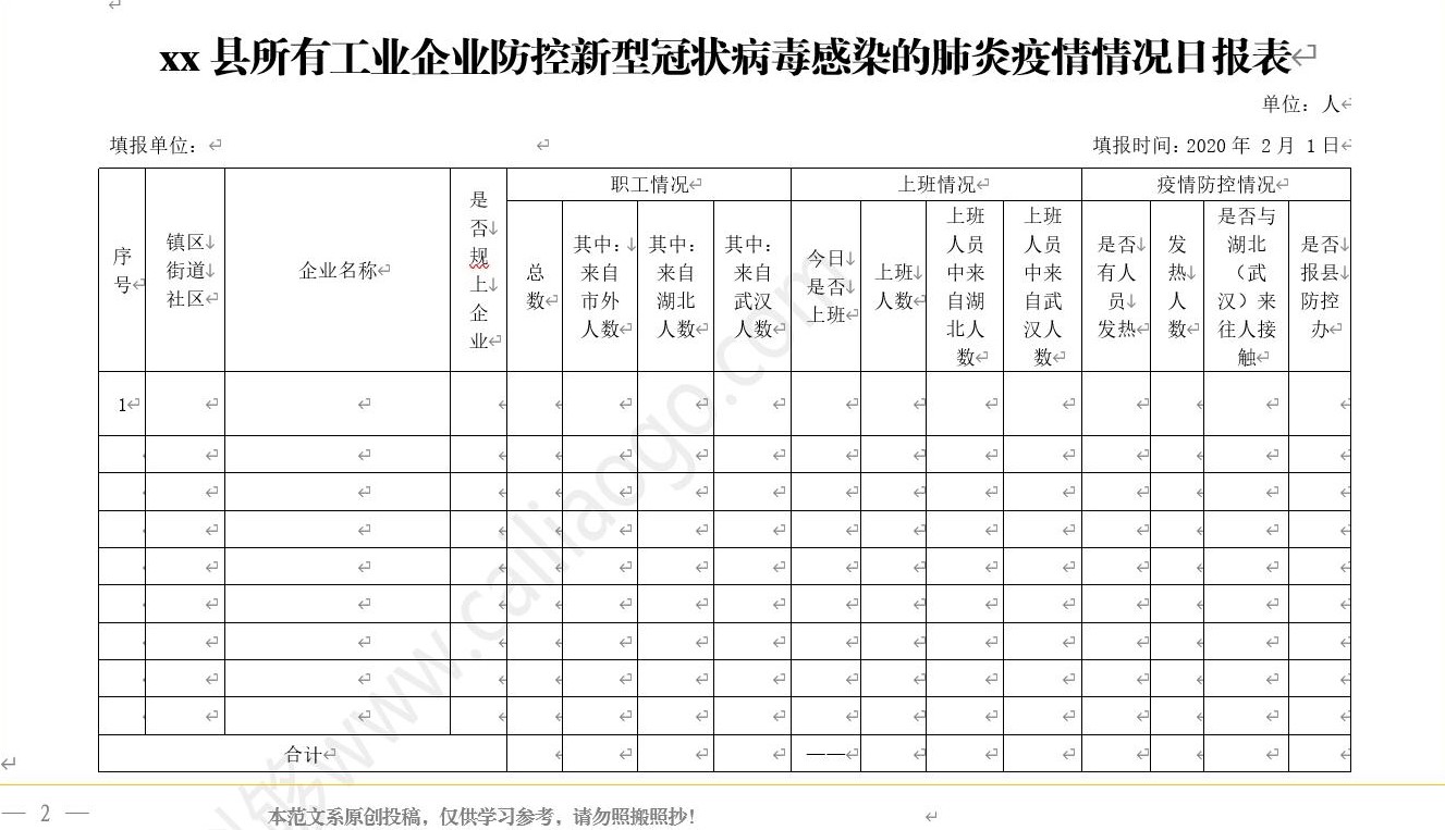 xx县所有工业企业防控新型冠状病毒感染的肺炎疫情情况日报表01.jpg